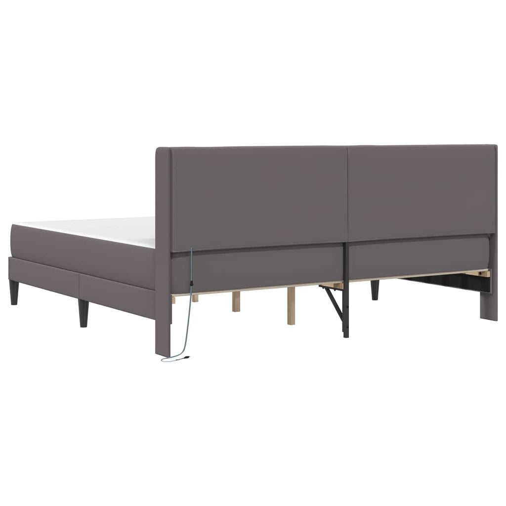 vidaXL Rama łóżka z materacem Szary 200 x 200 cm Ekoskóra