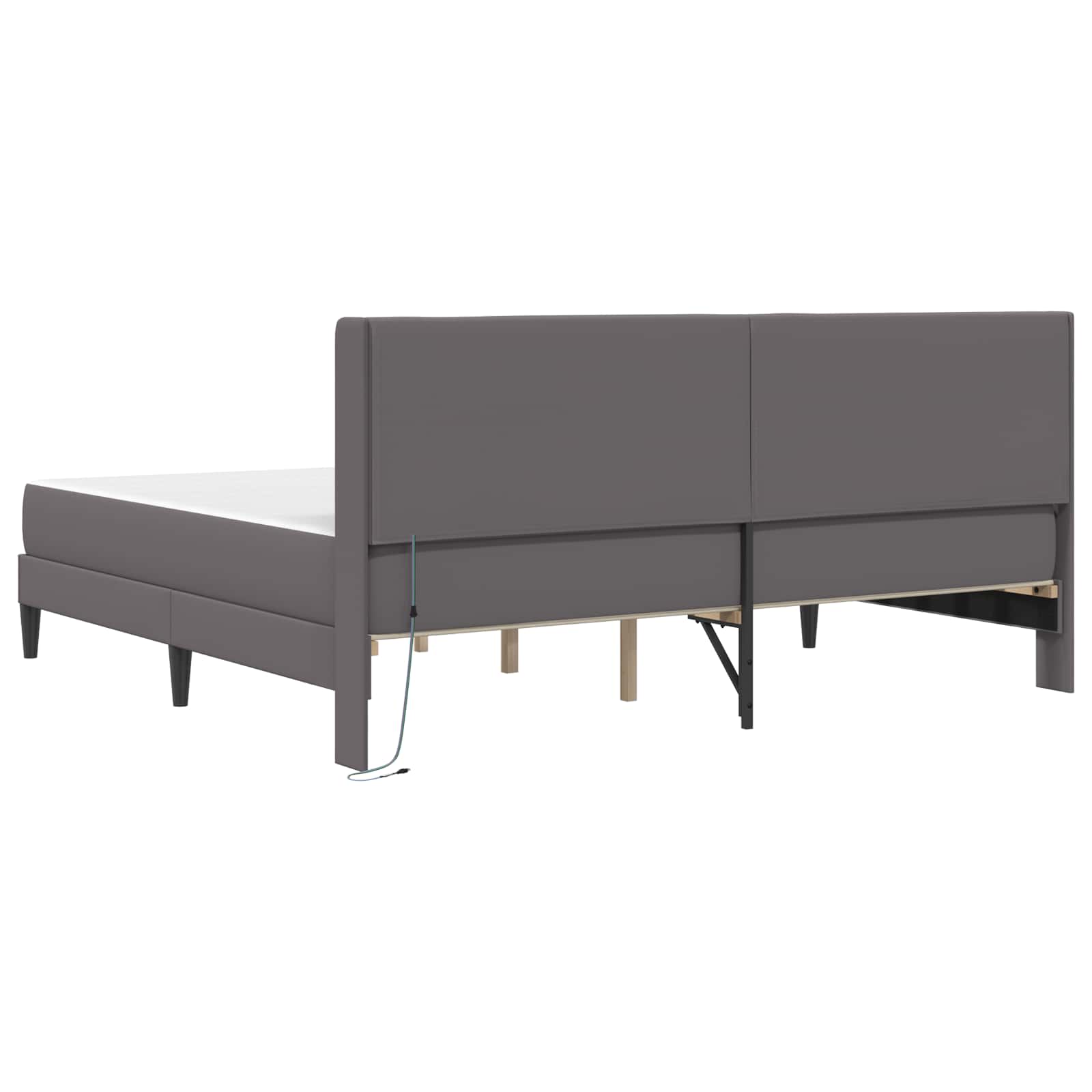 vidaXL Rama łóżka z materacem Szary 200 x 200 cm Ekoskóra