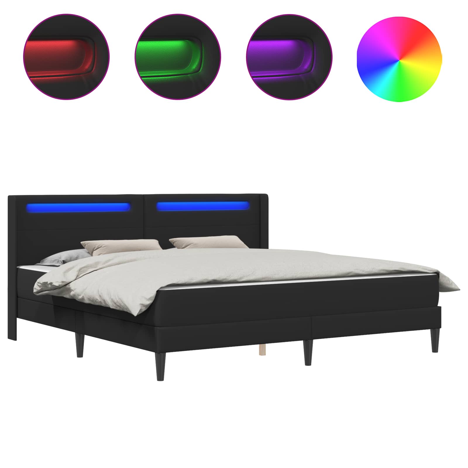 vidaXL Rama łóżka z materacem Czarny 200 x 200 cm Ekoskóra