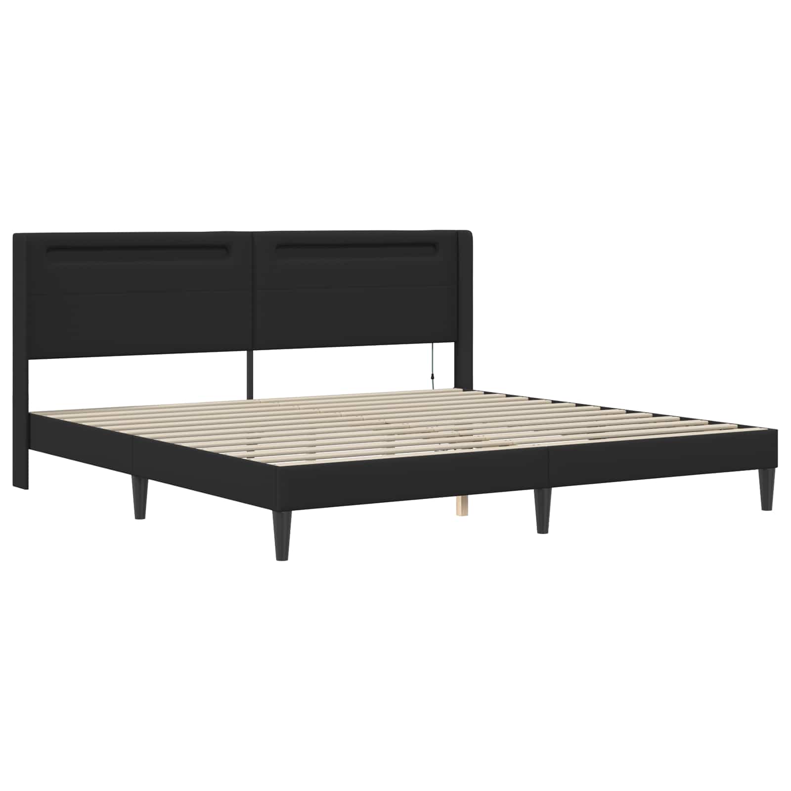 vidaXL Rama łóżka z materacem Czarny 200 x 200 cm Ekoskóra