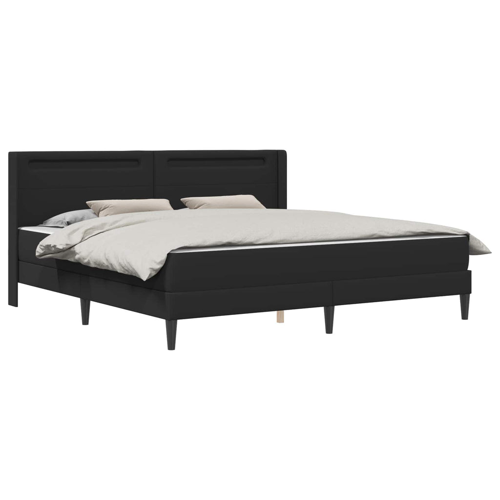 vidaXL Rama łóżka z materacem Czarny 200 x 200 cm Ekoskóra