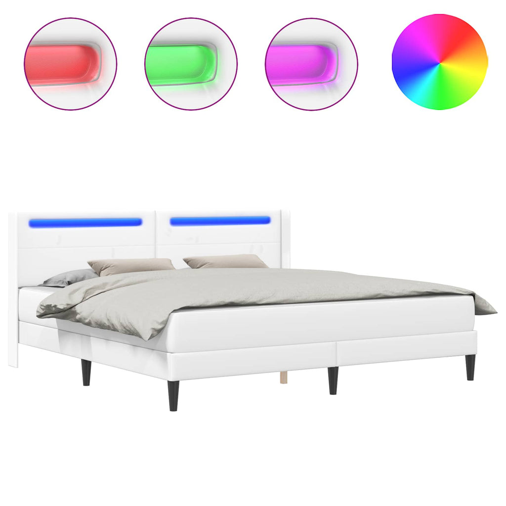 vidaXL Rama łóżka z materacem Biały 200 x 200 cm Ekoskóra