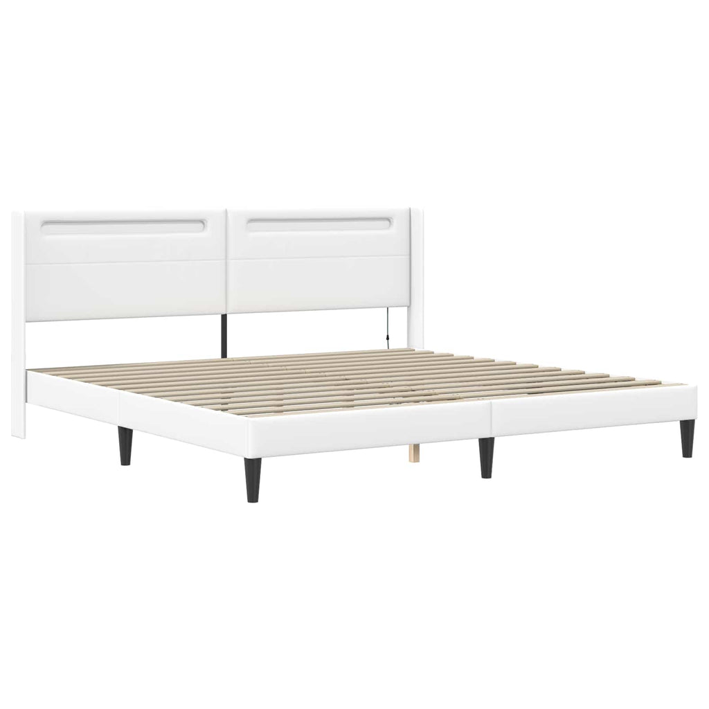 vidaXL Rama łóżka z materacem Biały 200 x 200 cm Ekoskóra