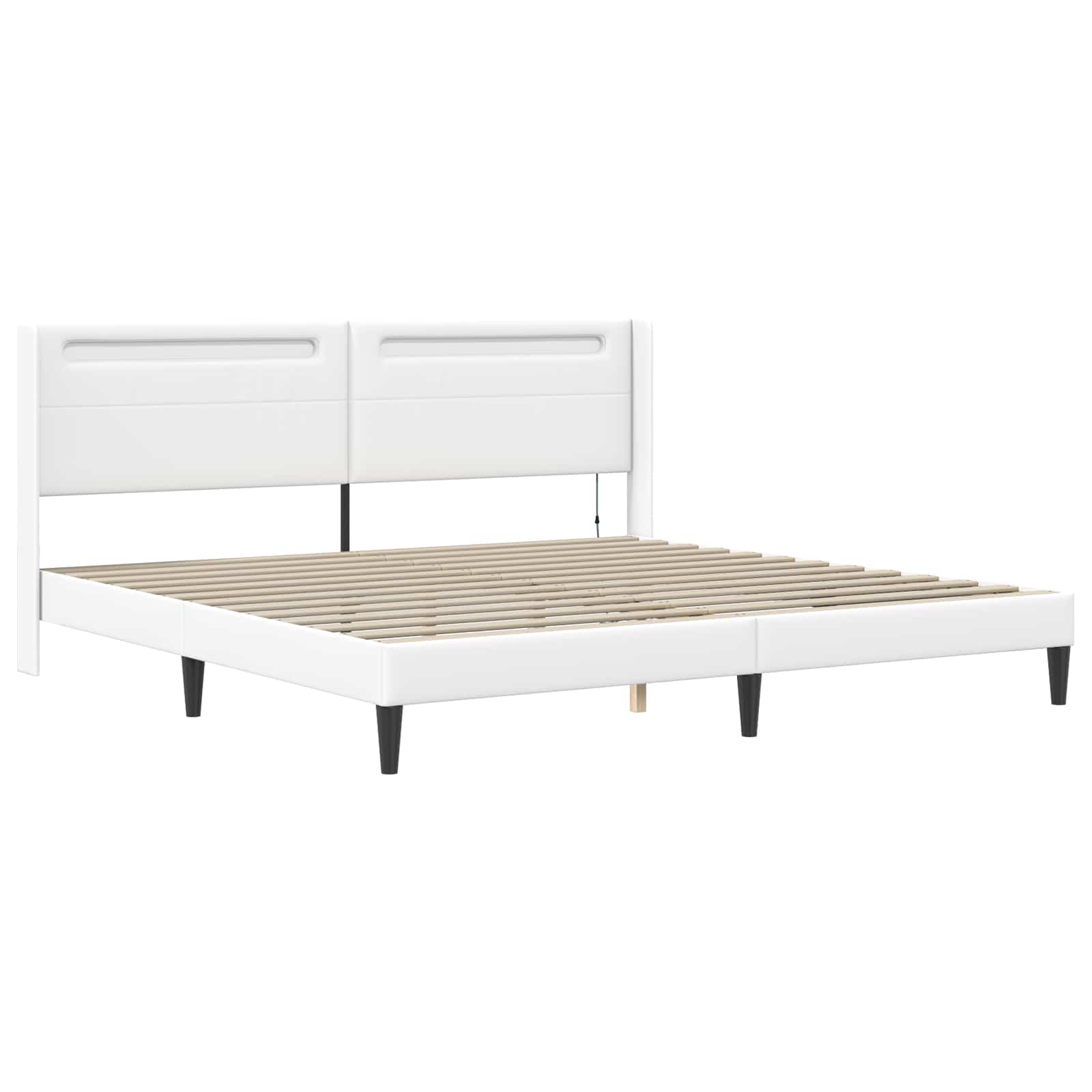 vidaXL Rama łóżka z materacem Biały 200 x 200 cm Ekoskóra