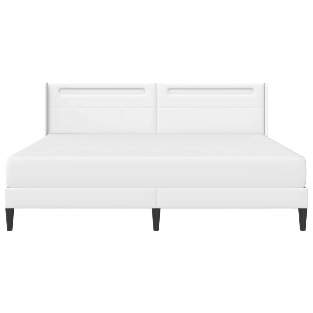 vidaXL Rama łóżka z materacem Biały 200 x 200 cm Ekoskóra