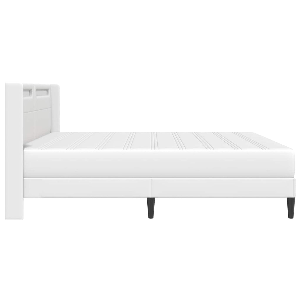 vidaXL Rama łóżka z materacem Biały 200 x 200 cm Ekoskóra