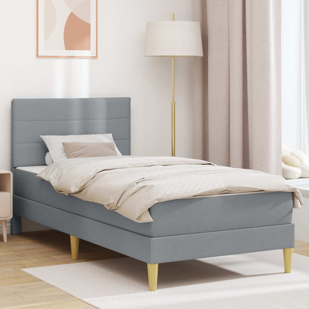 vidaXL Ramka łóżka Jasnoszary 90 x 190 cm Poliester