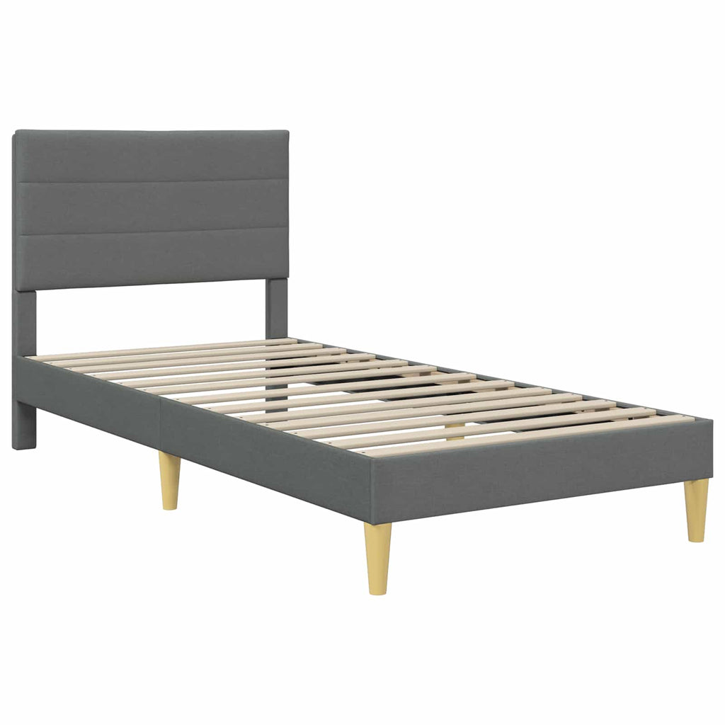 vidaXL Ramka łóżka Ciemnoszary 90 x 200 cm Poliester