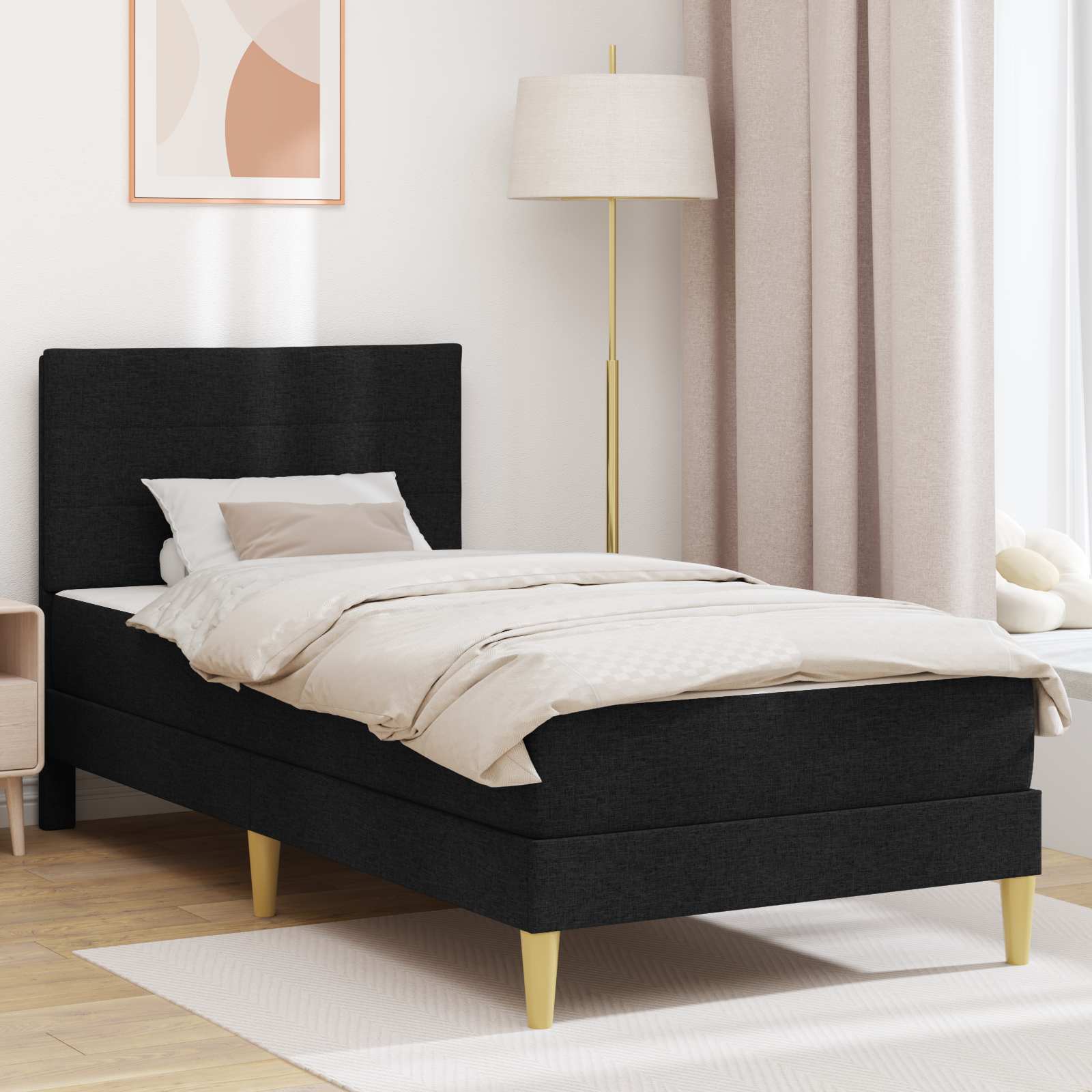 vidaXL Ramka łóżka Czarny 100 x 200 cm Poliester