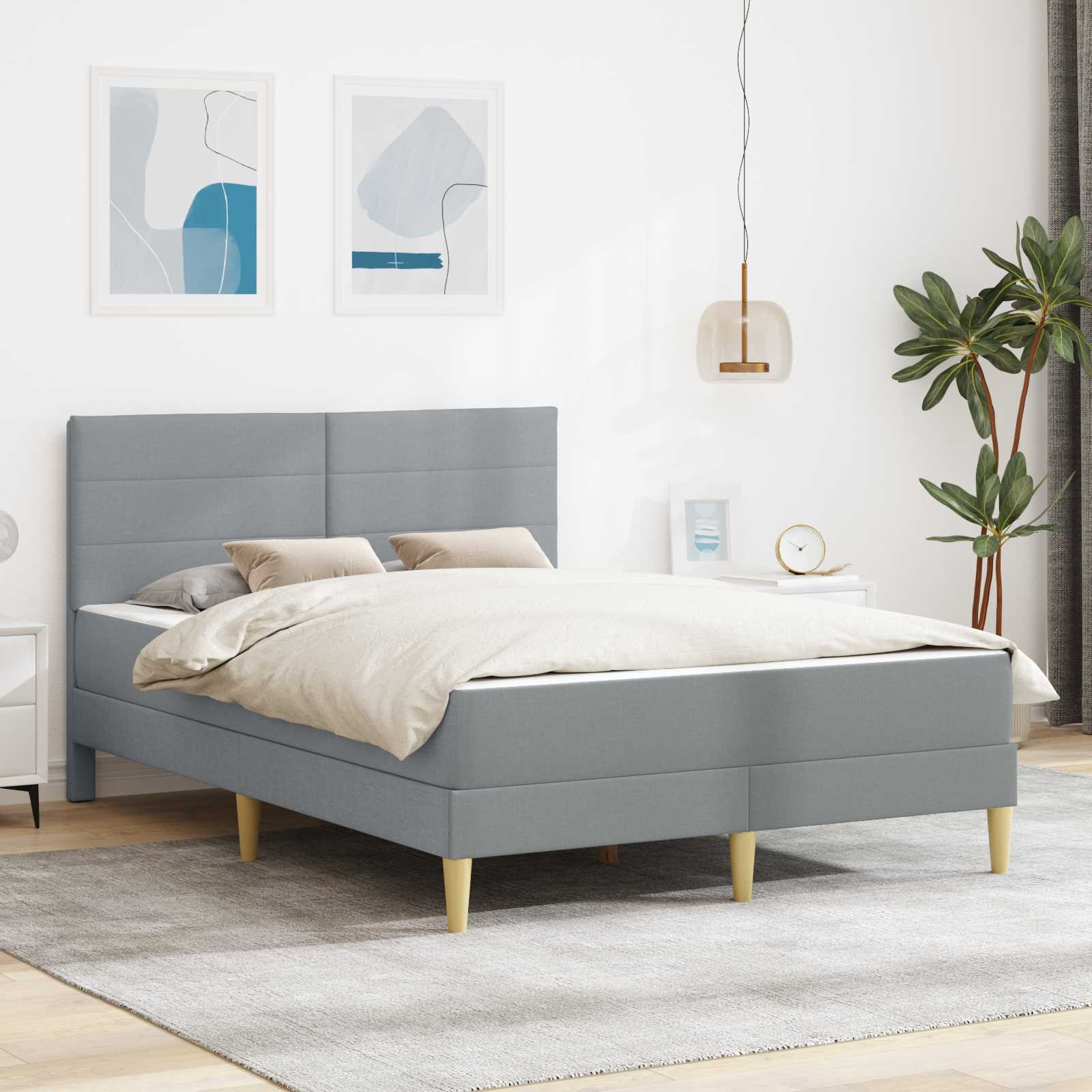 vidaXL Ramka łóżka vidaXL Jasnoszary Jasnoszary 120 x 190 cm Poliester