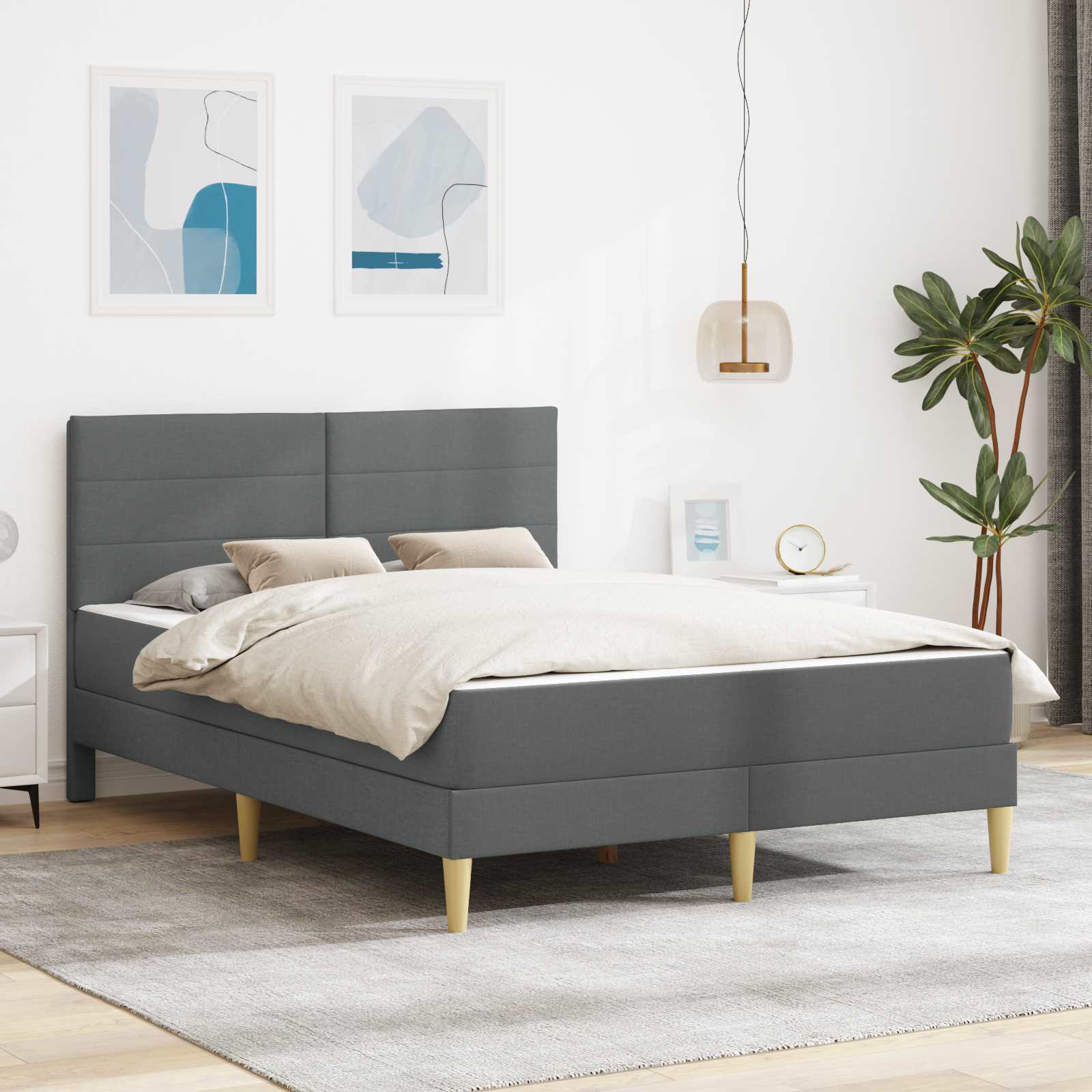 vidaXL Ramka łóżka Ciemnoszary 120 x 190 cm Poliester