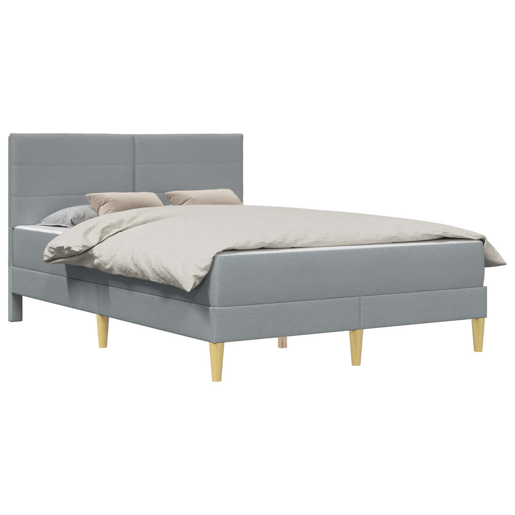 vidaXL Ramka łóżka Jasnoszary 140 x 190 cm Poliester