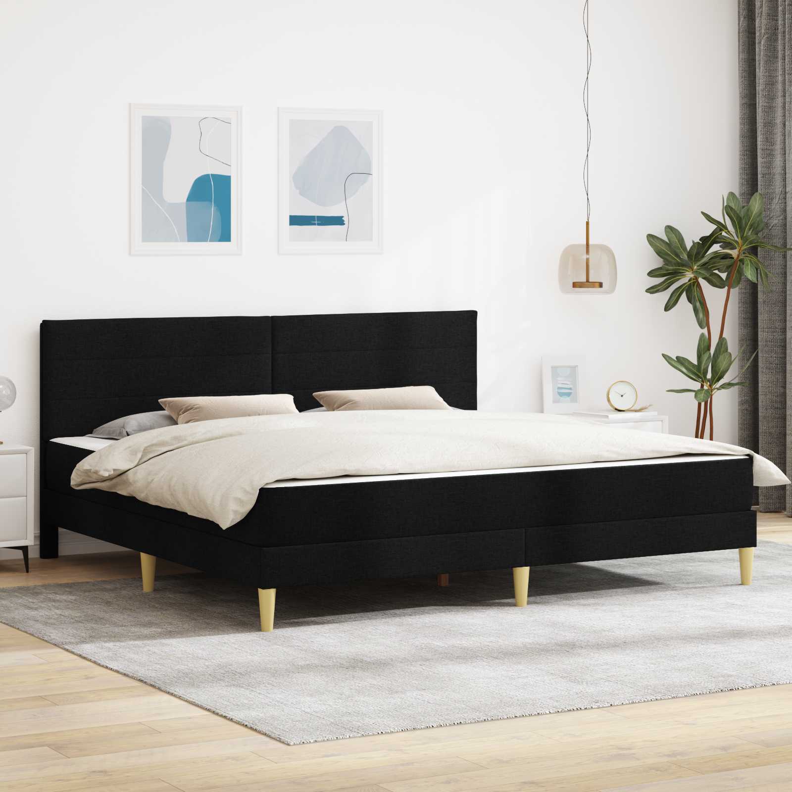 vidaXL Ramka łóżka Czarny 180 x 200 cm Poliester