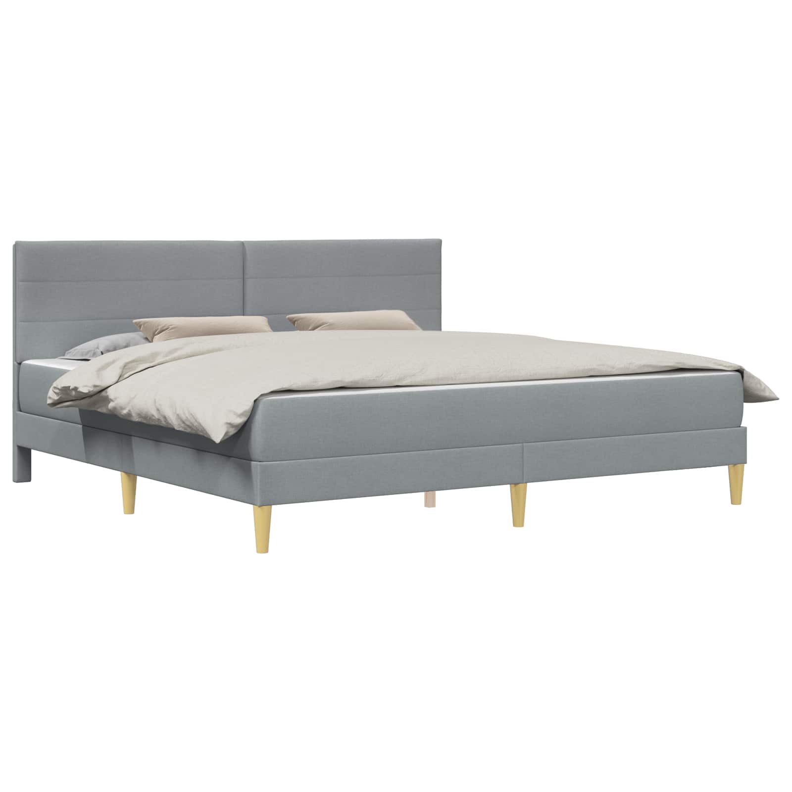 vidaXL Ramka łóżka Jasnoszary 200 x 200 cm Poliester