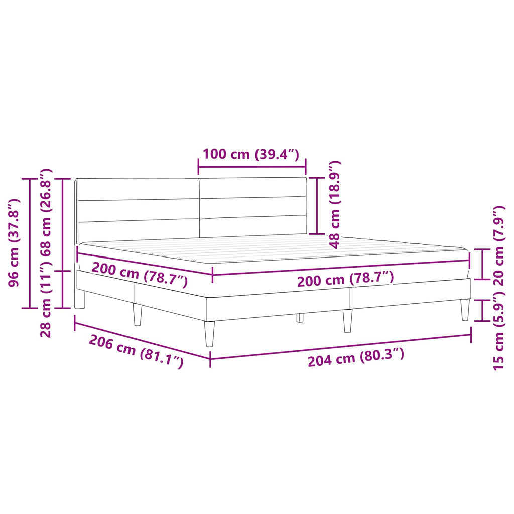 vidaXL Ramka łóżka Ciemnoszary 200 x 200 cm Poliester