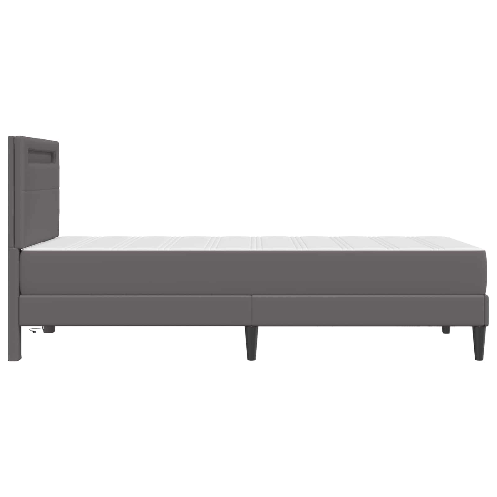 vidaXL Ramka łóżka z paskami LED Szary 90 x 190 cm Ekoskóra