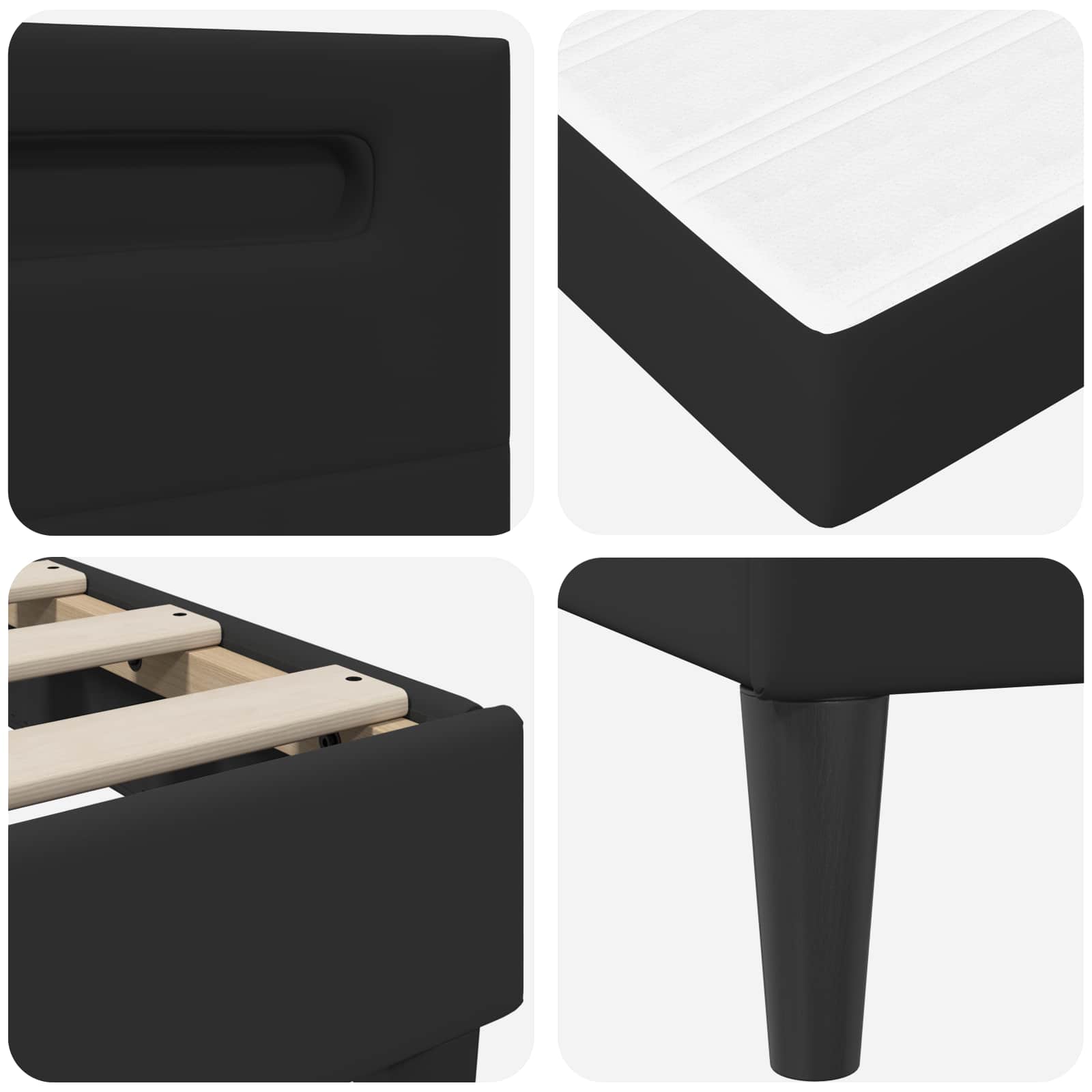 vidaXL Ramka łóżka z paskami LED Czarny 90 x 190 cm Ekoskóra