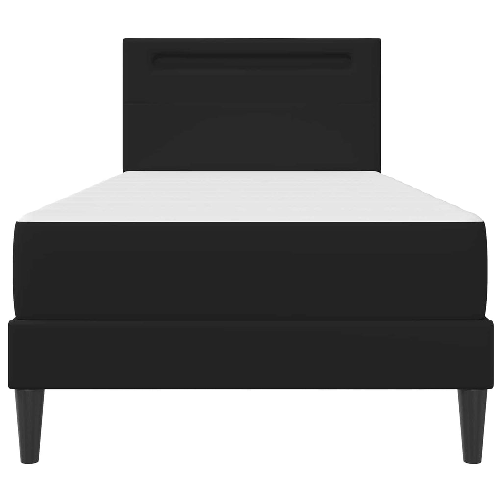 vidaXL Ramka łóżka z paskami LED Czarny 90 x 190 cm Ekoskóra