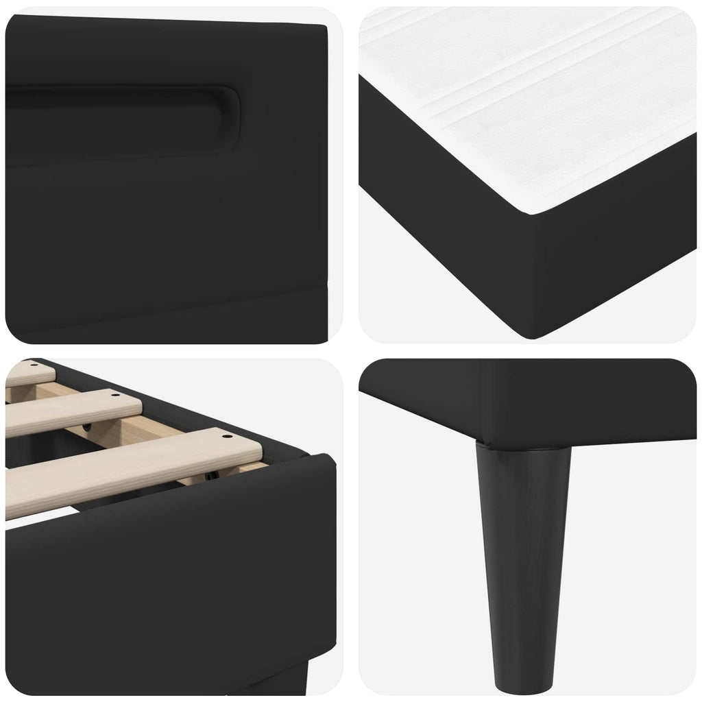 vidaXL Ramka łóżka z paskami LED Czarny 90 x 200 cm Ekoskóra