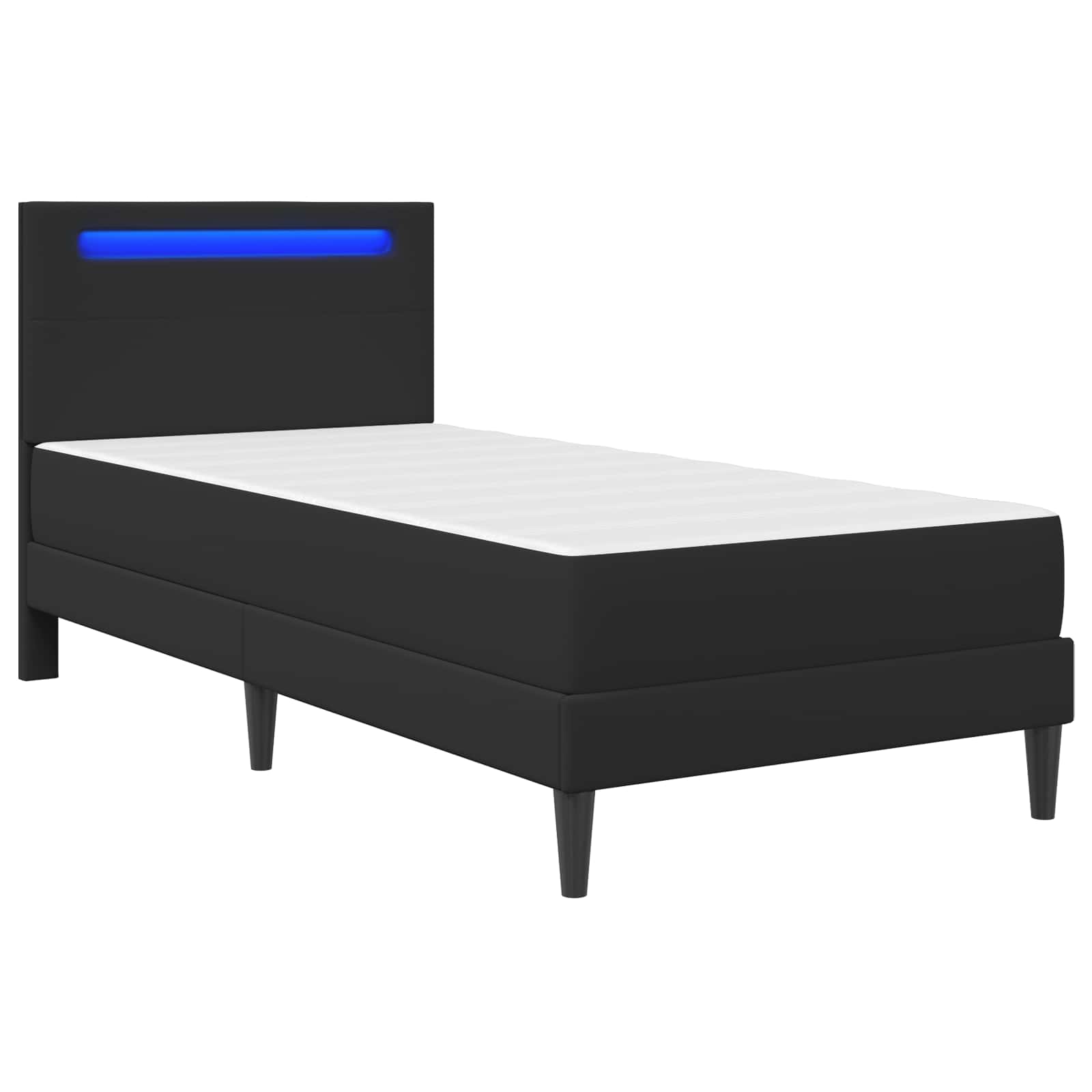 vidaXL Ramka łóżka z paskami LED Czarny 90 x 200 cm Ekoskóra
