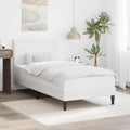 vidaXL Ramka łóżka z paskami LED Biały 90 x 200 cm Ekoskóra