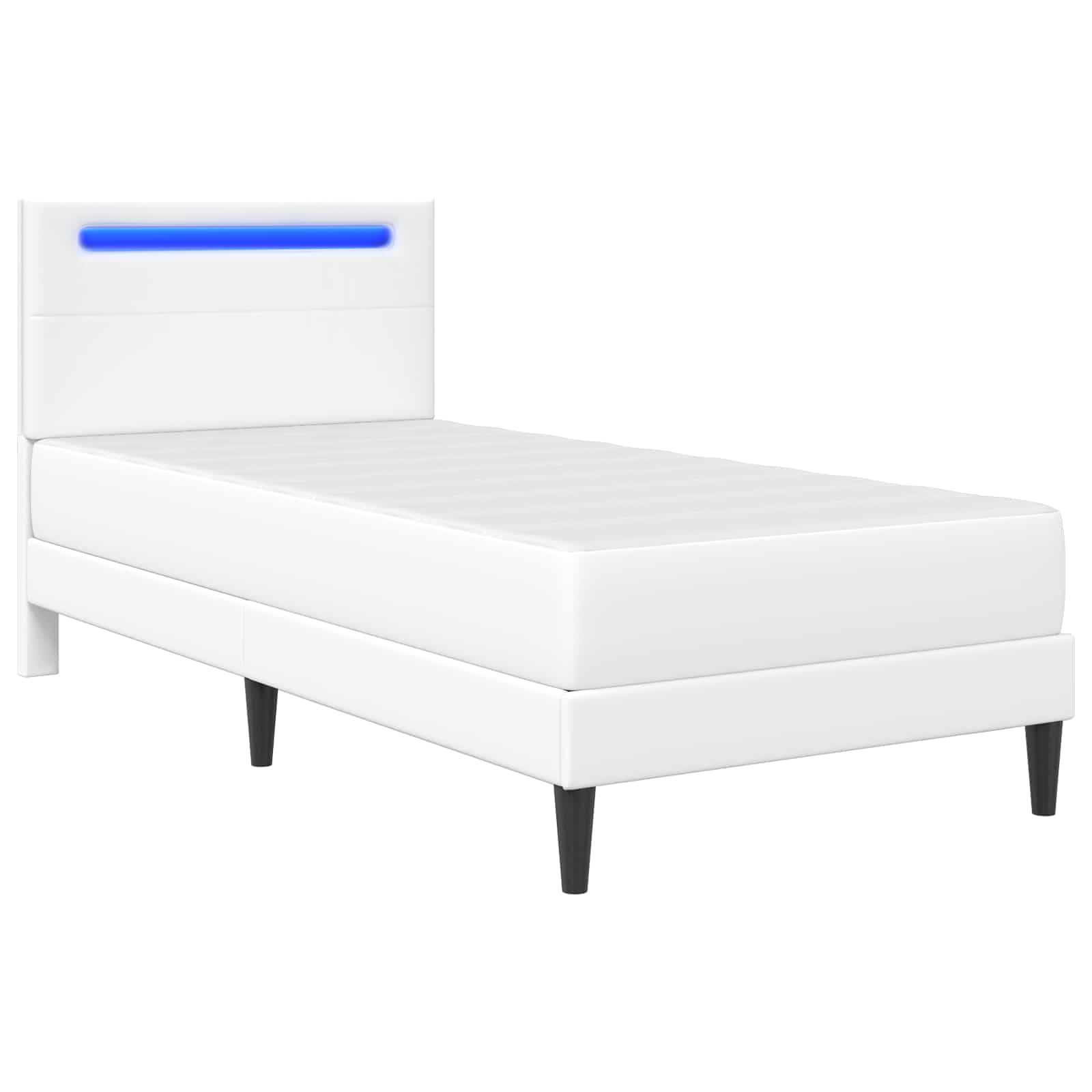 vidaXL Ramka łóżka z paskami LED Biały 90 x 200 cm Ekoskóra