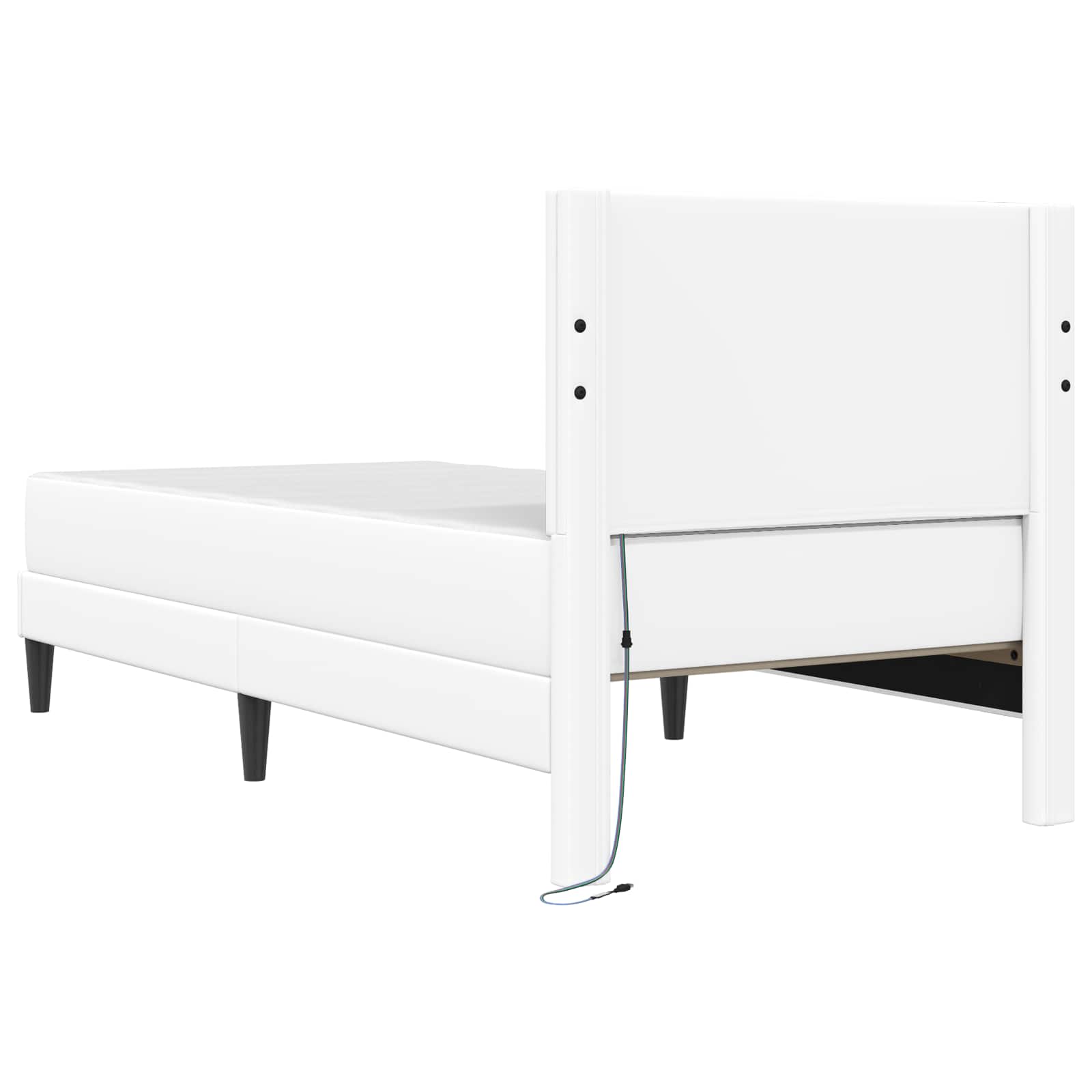 vidaXL Ramka łóżka z paskami LED Biały 90 x 200 cm Ekoskóra