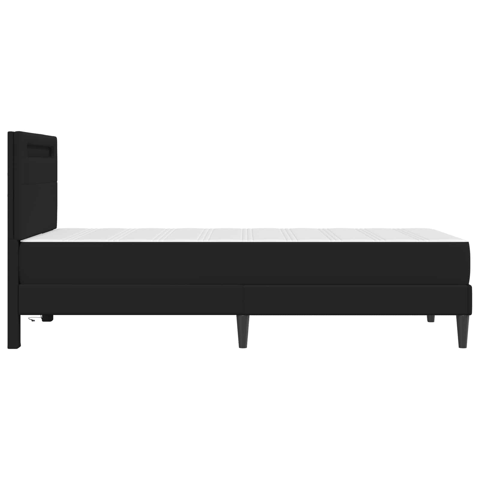 vidaXL Ramka łóżka z paskami LED Czarny 100 x 200 cm Ekoskóra