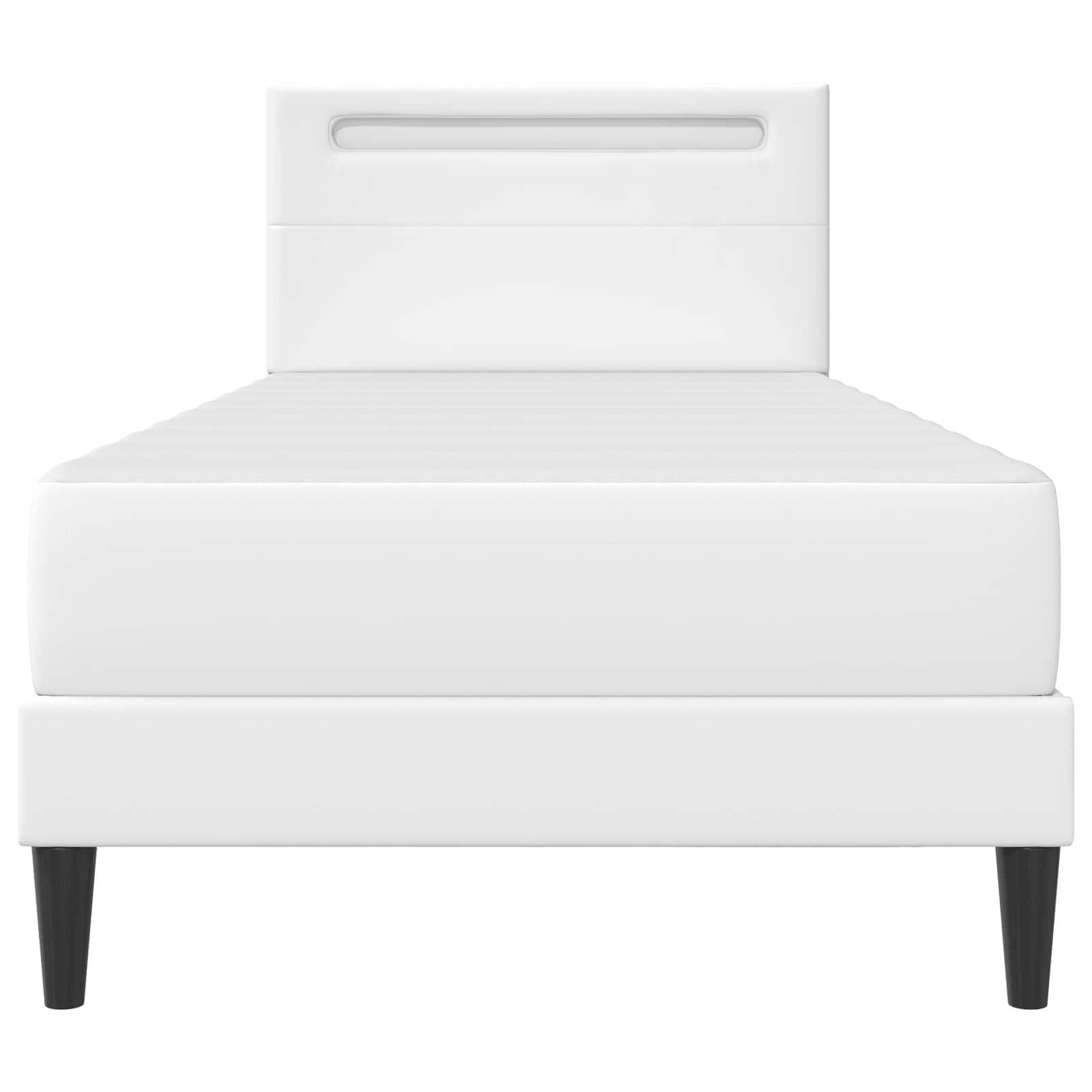 vidaXL Ramka łóżka z paskami LED Biały 100 x 200 cm Ekoskóra