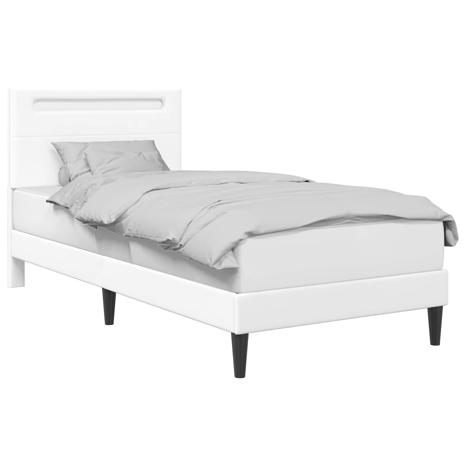 vidaXL Ramka łóżka z paskami LED Biały 100 x 200 cm Ekoskóra