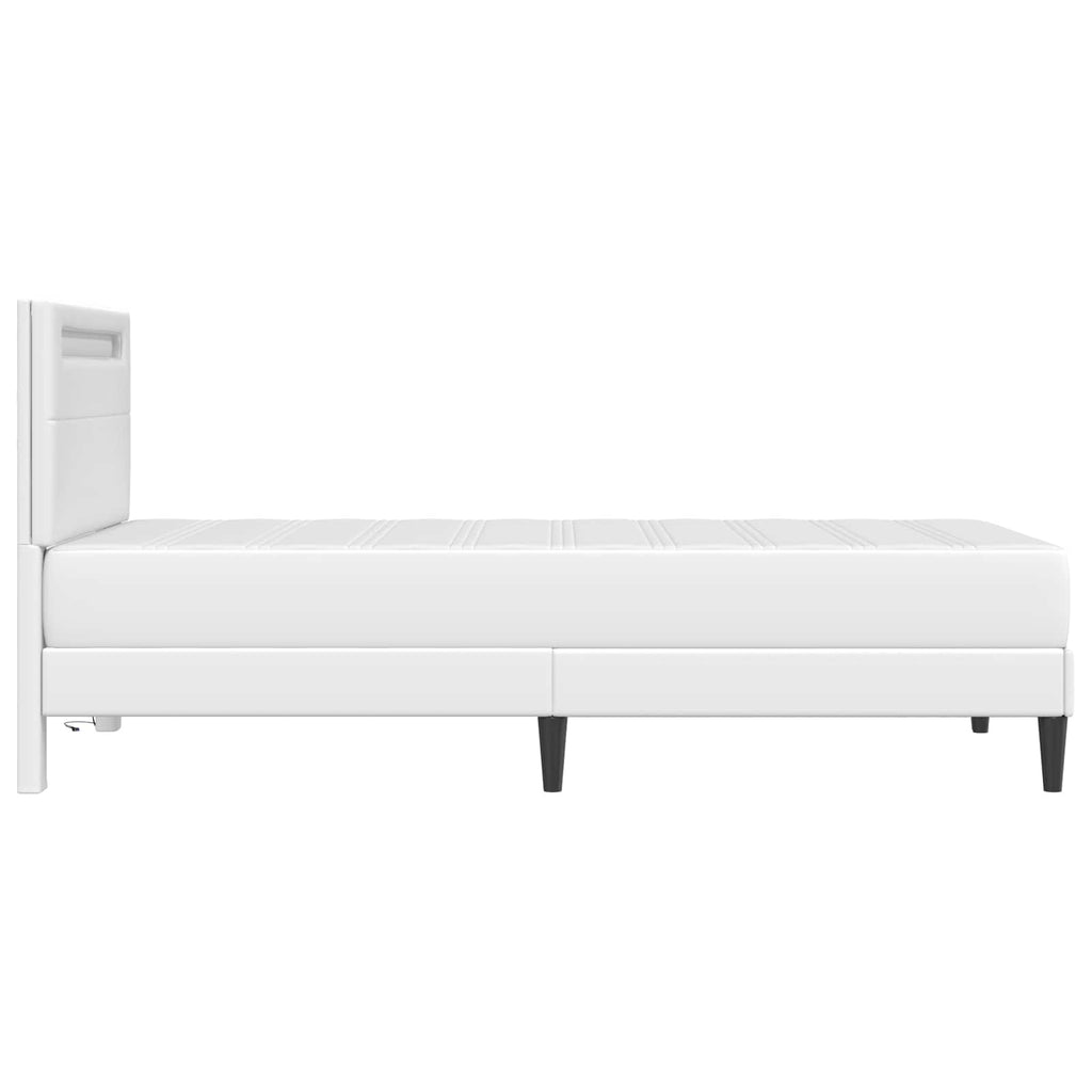 vidaXL Ramka łóżka z paskami LED Biały 100 x 200 cm Ekoskóra