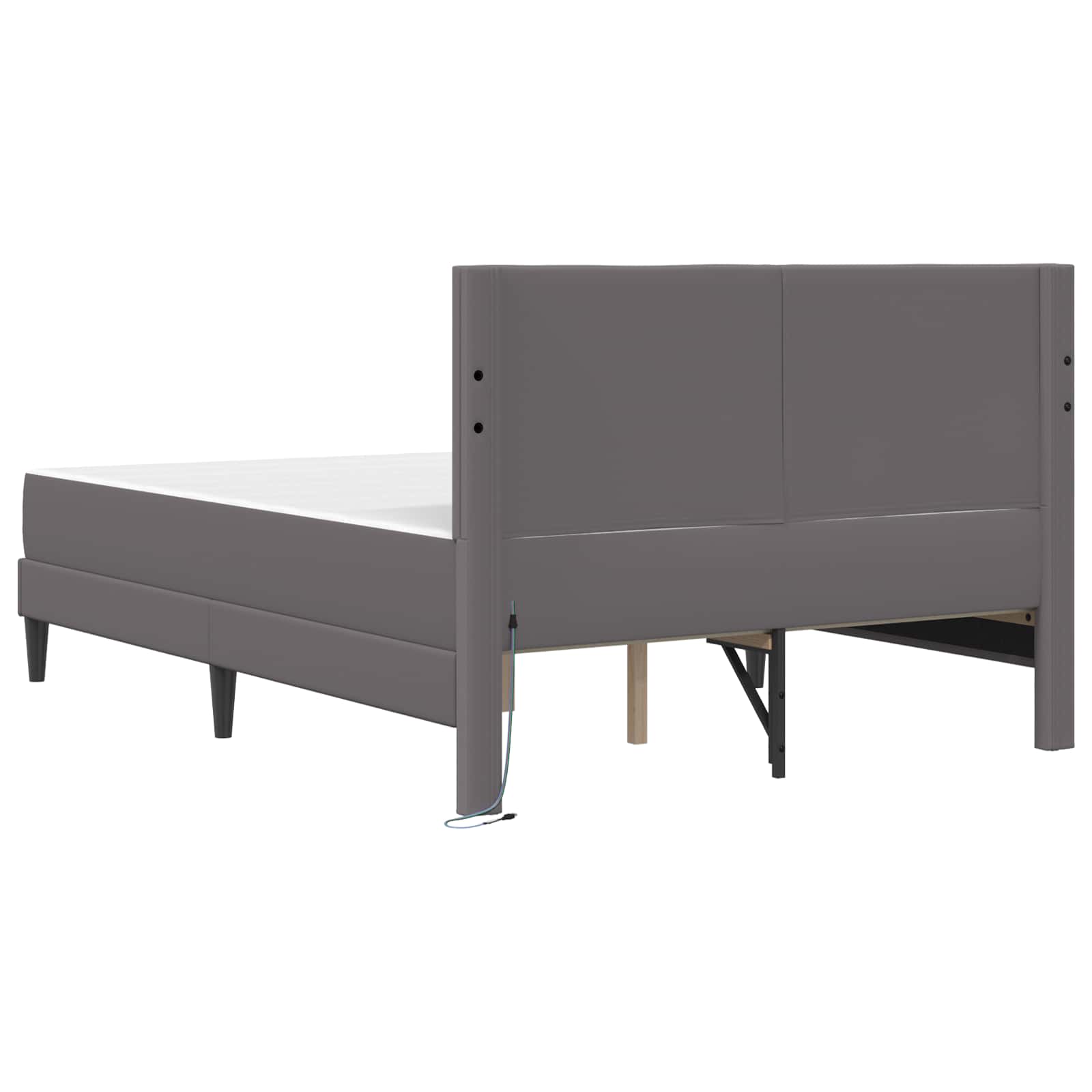 vidaXL Ramka łóżka z paskami LED Szary 120 x 190 cm Ekoskóra