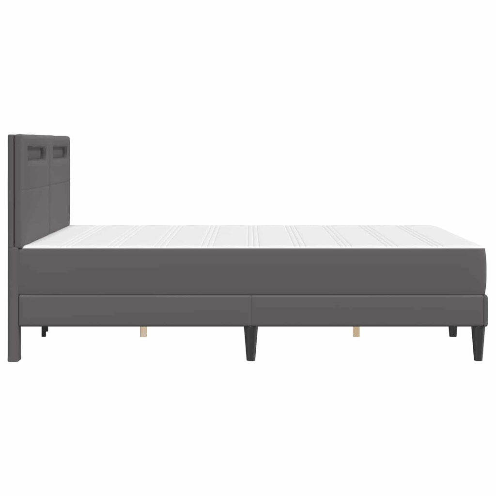 vidaXL Ramka łóżka z paskami LED Szary 120 x 190 cm Ekoskóra