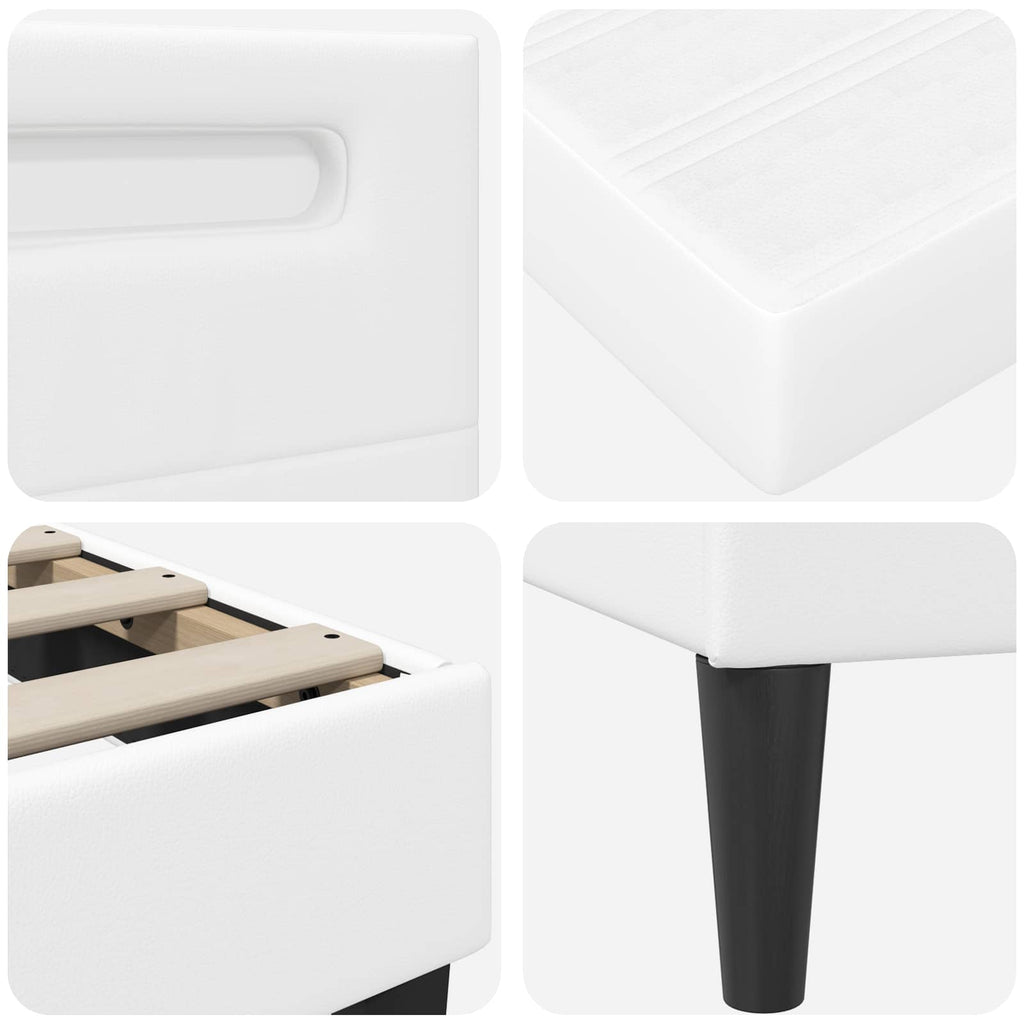 vidaXL Ramka łóżka z paskami LED Z zagłówkiem 2 pcs Ekoskóra