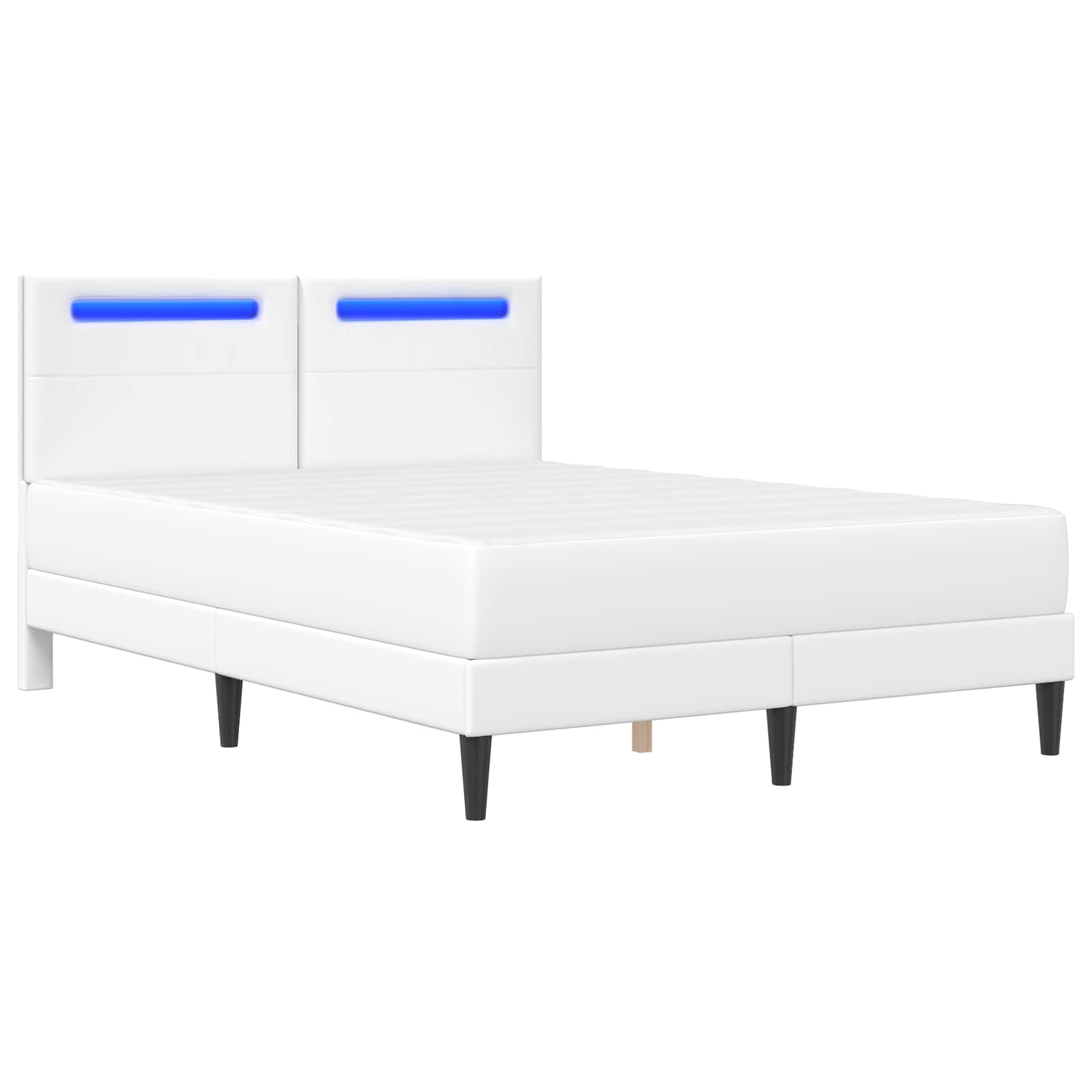 vidaXL Ramka łóżka z paskami LED Z zagłówkiem 2 pcs Ekoskóra