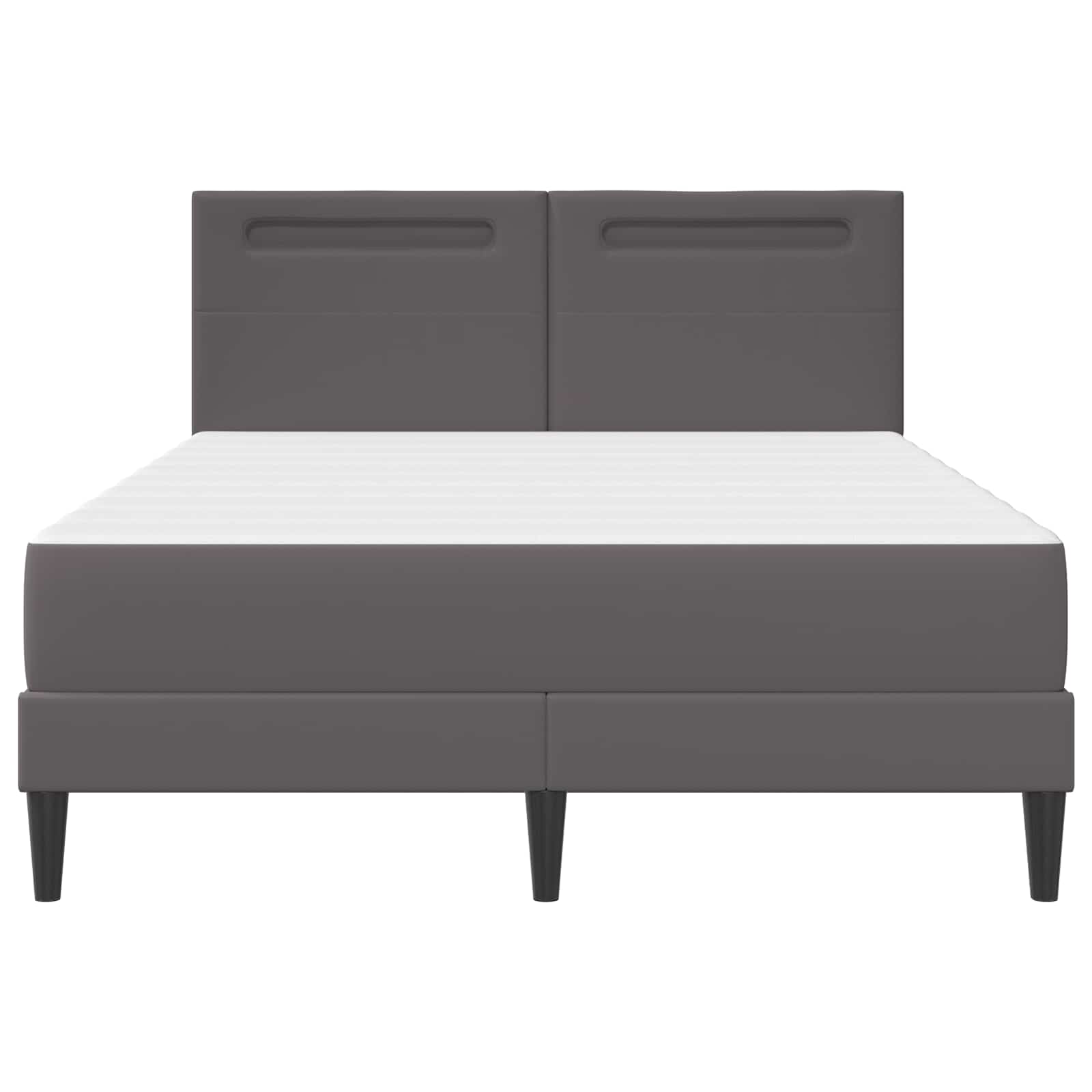 vidaXL Ramka łóżka z paskami LED Szary 120 x 200 cm Ekoskóra