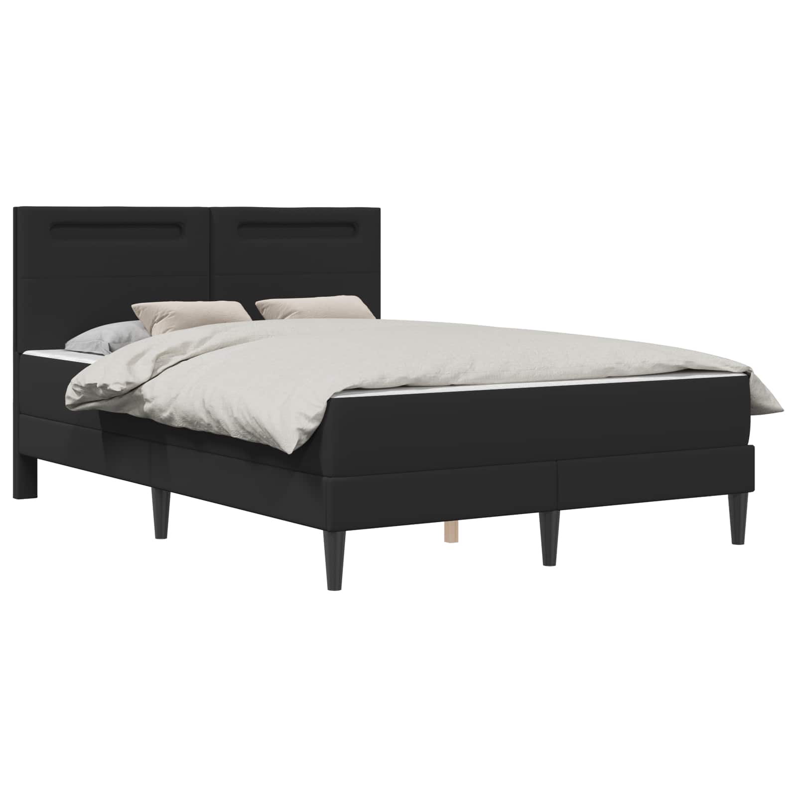 vidaXL Ramka łóżka z paskami LED Czarny 140 x 190 cm Ekoskóra