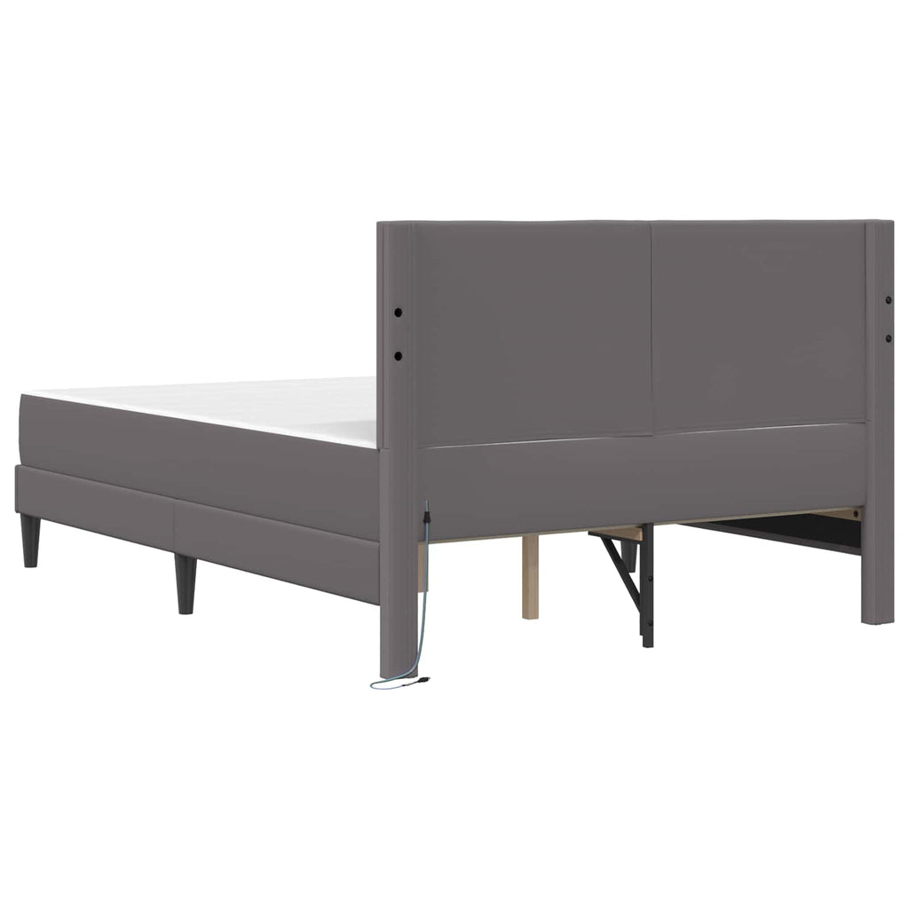 vidaXL Ramka łóżka z paskami LED Szary 140 x 200 cm Ekoskóra