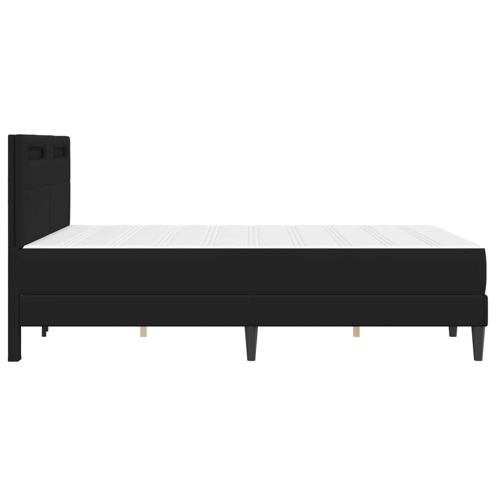 vidaXL Ramka łóżka z paskami LED Czarny 140 x 200 cm Ekoskóra