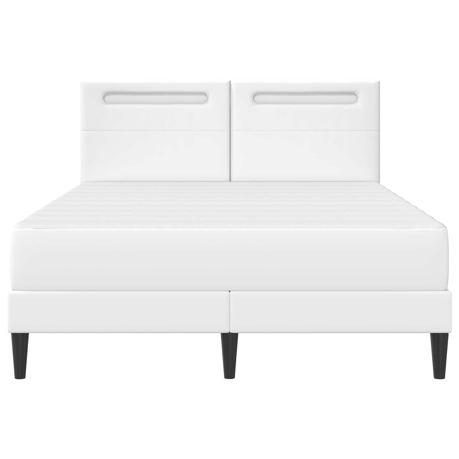vidaXL Ramka łóżka z paskami LED Biały 140 x 200 cm Ekoskóra