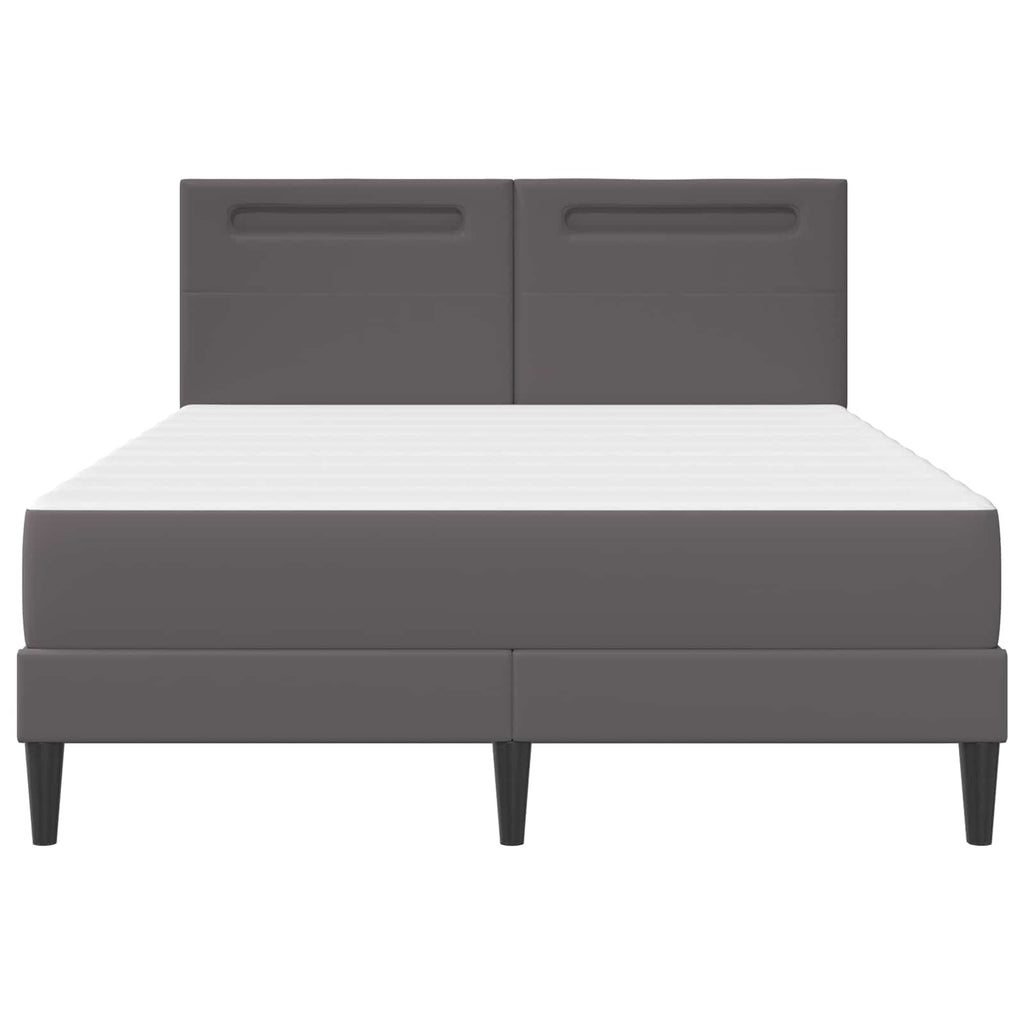 vidaXL Ramka łóżka z paskami LED Szary 160 x 200 cm Ekoskóra