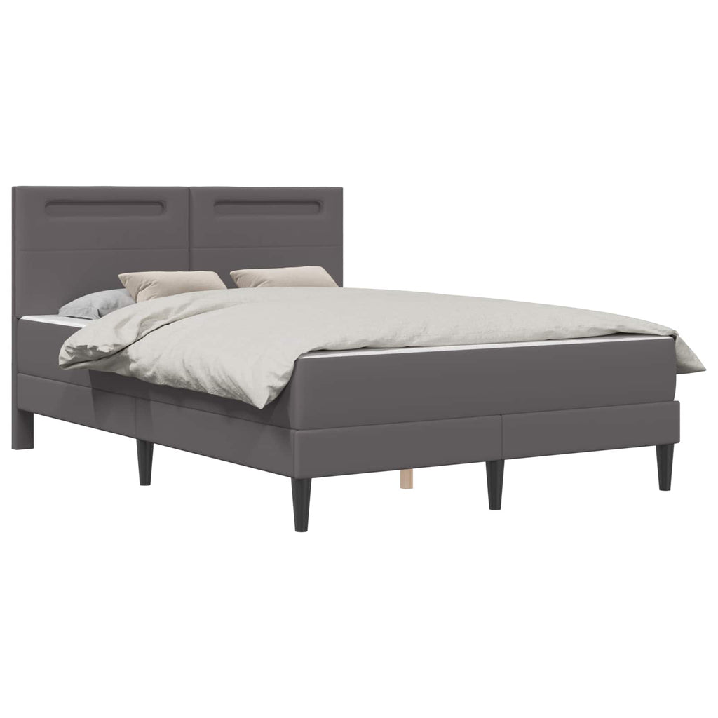 vidaXL Ramka łóżka z paskami LED Szary 160 x 200 cm Ekoskóra
