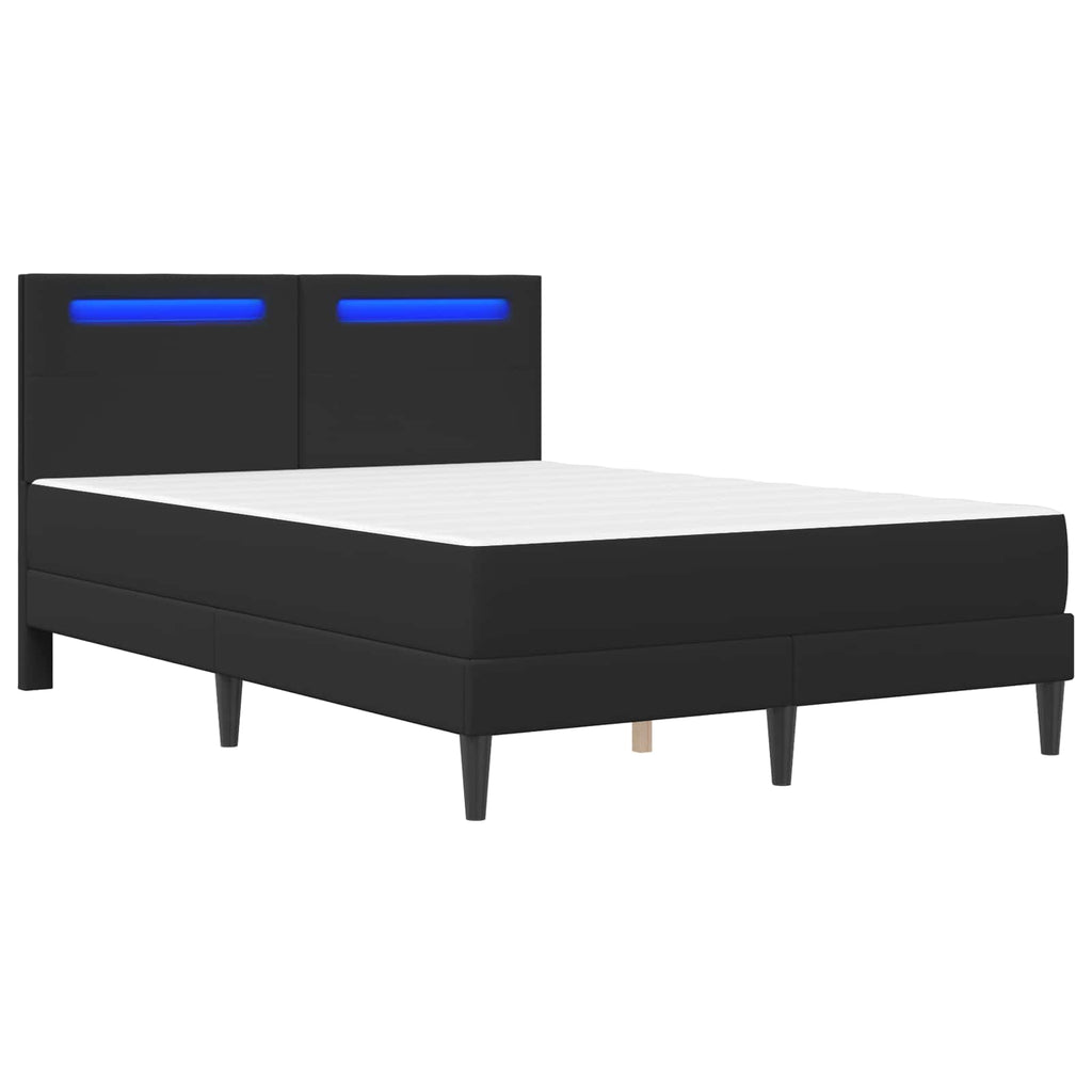 vidaXL Ramka łóżka z paskami LED Czarny 160 x 200 cm Ekoskóra