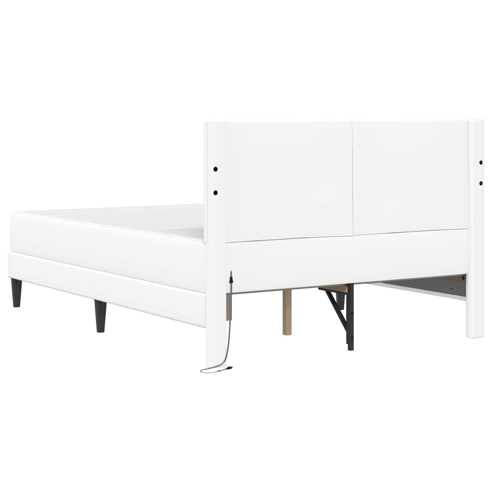 vidaXL Ramka łóżka z paskami LED Biały 160 x 200 cm Ekoskóra