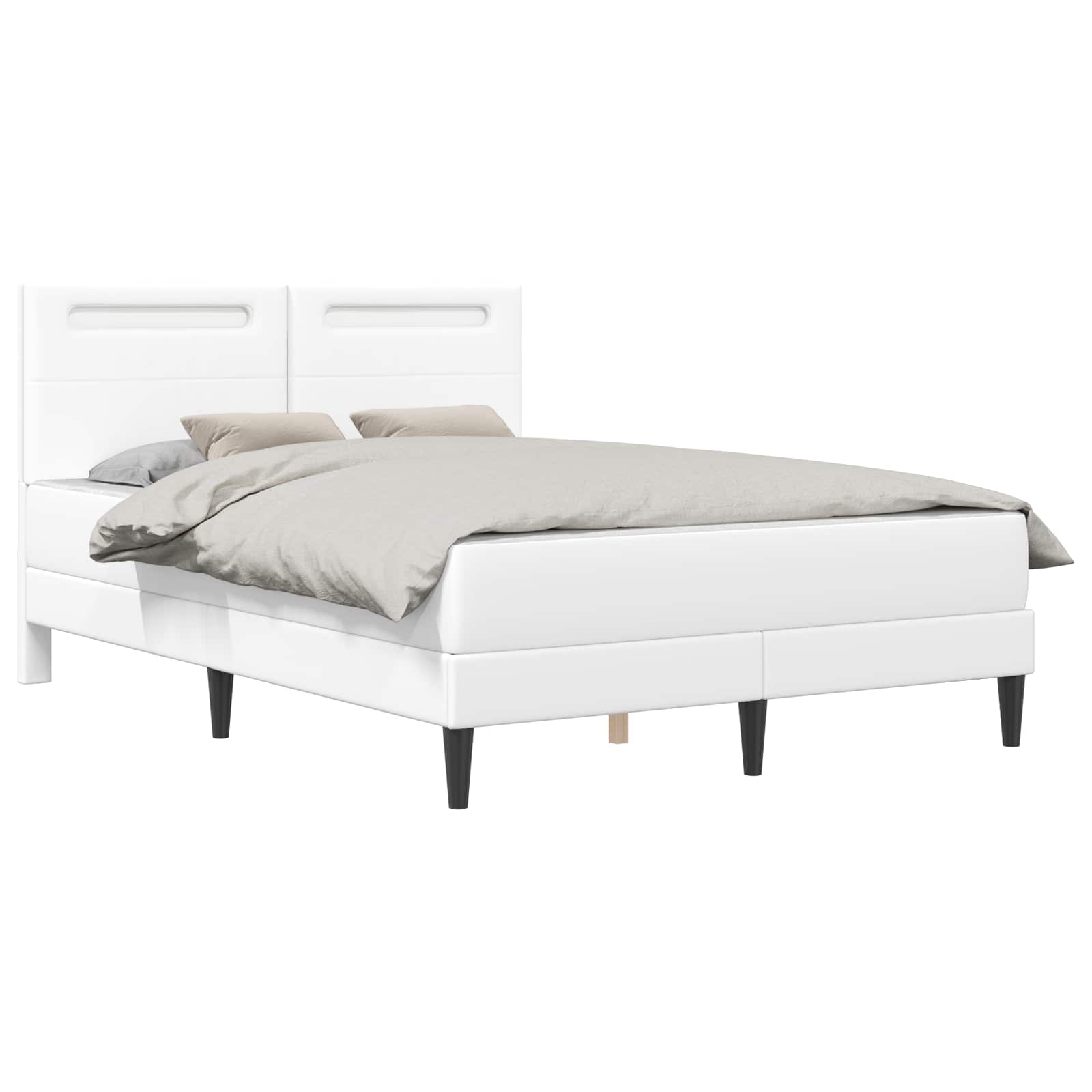vidaXL Ramka łóżka z paskami LED Biały 160 x 200 cm Ekoskóra