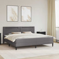 vidaXL Ramka łóżka z paskami LED Szary 180 x 200 cm Ekoskóra