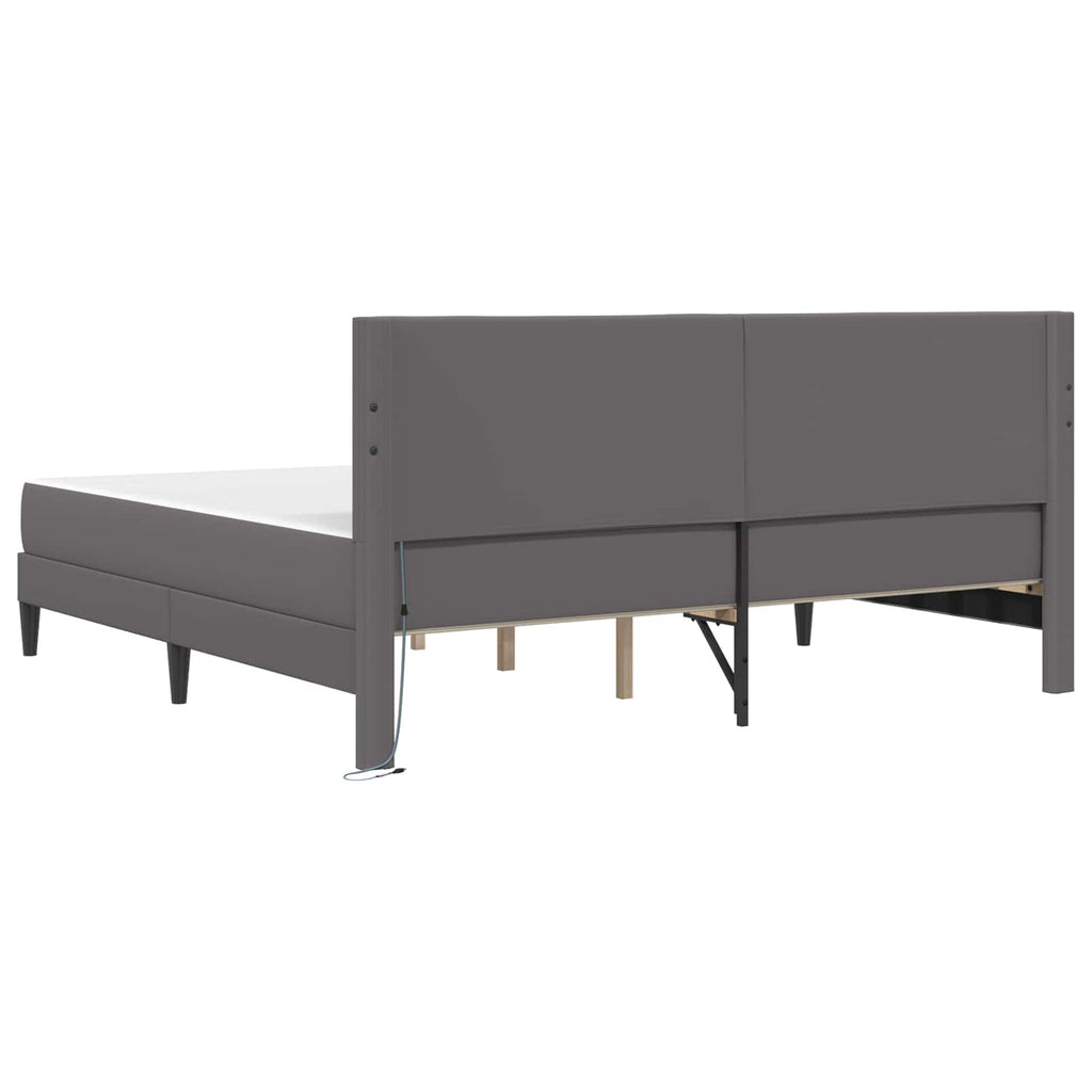 vidaXL Ramka łóżka z paskami LED Szary 180 x 200 cm Ekoskóra