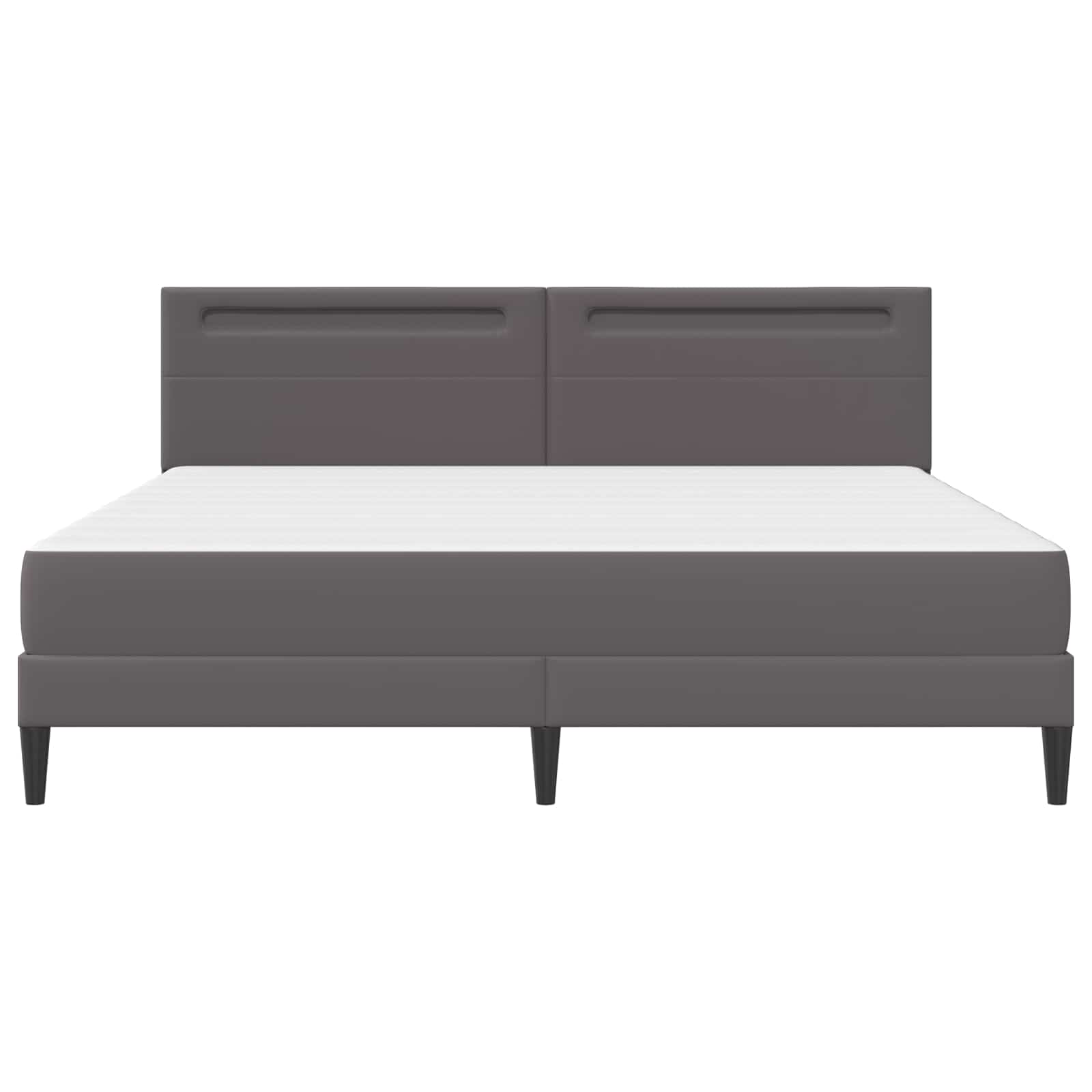 vidaXL Ramka łóżka z paskami LED Szary 180 x 200 cm Ekoskóra
