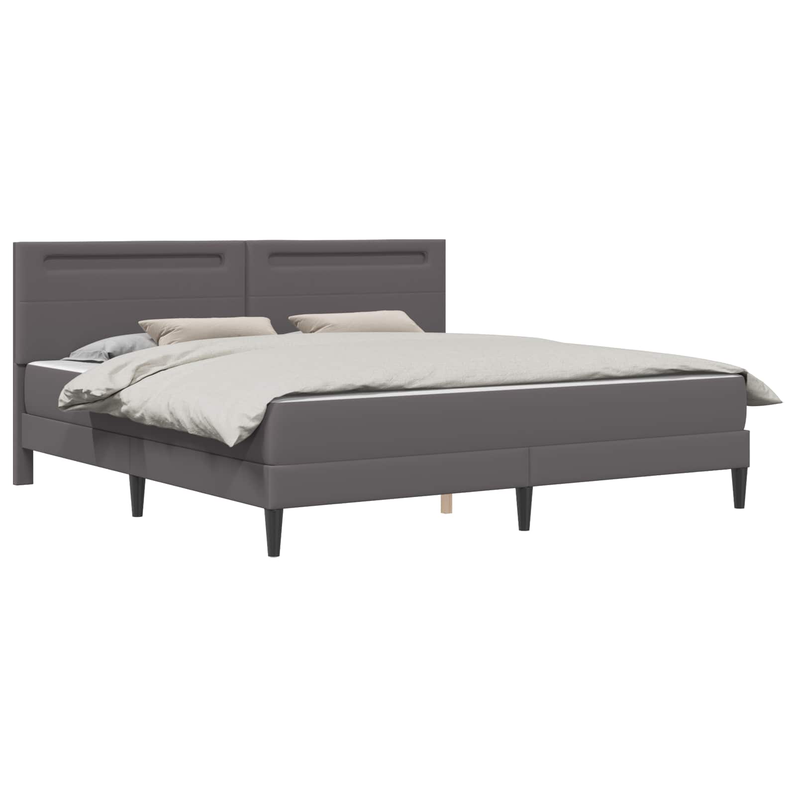vidaXL Ramka łóżka z paskami LED Szary 180 x 200 cm Ekoskóra