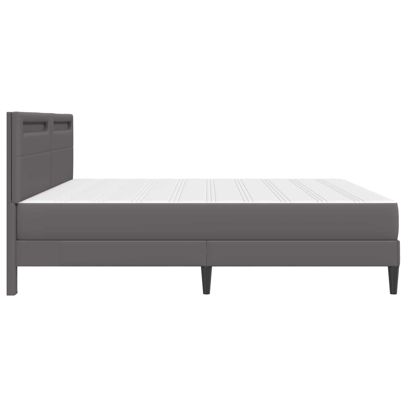 vidaXL Ramka łóżka z paskami LED Szary 180 x 200 cm Ekoskóra